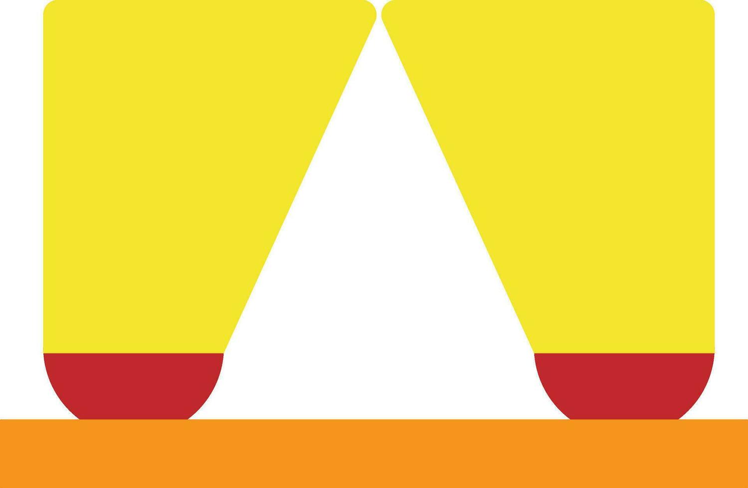 Yellow and red spotlight in flat style. vector