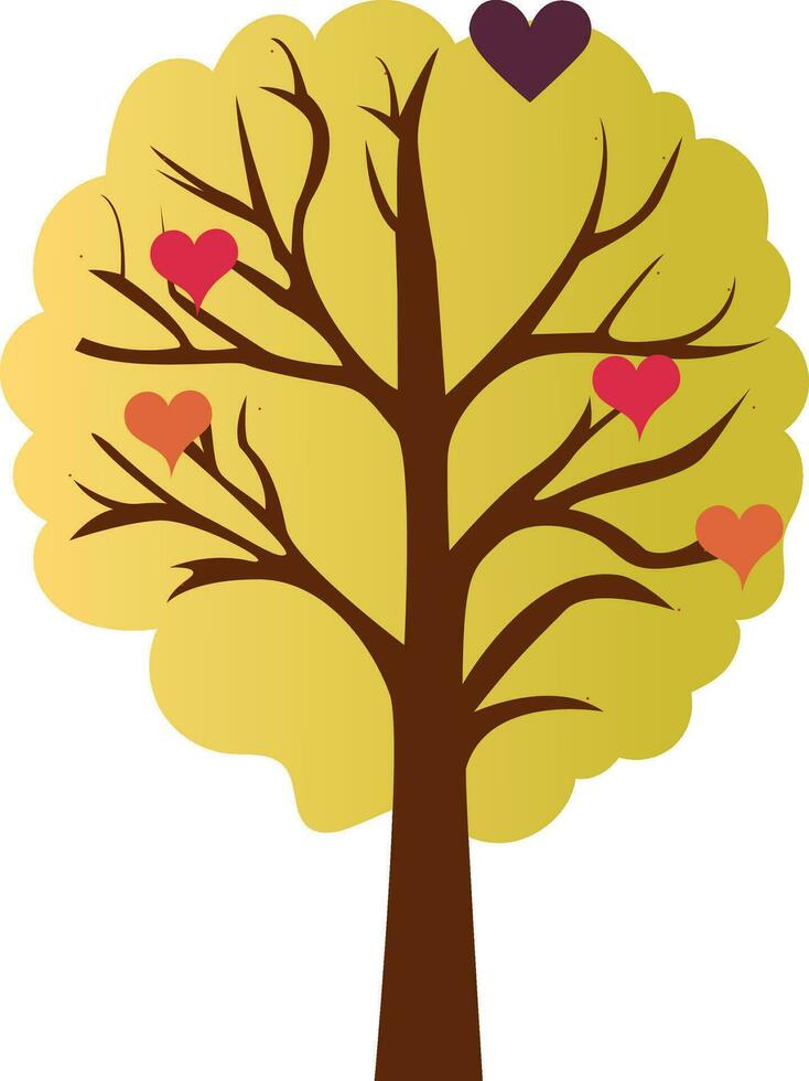 ilustración de árbol con corazones icono en plano estilo. vector