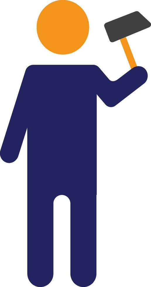 Character of faceless man holding axe. vector