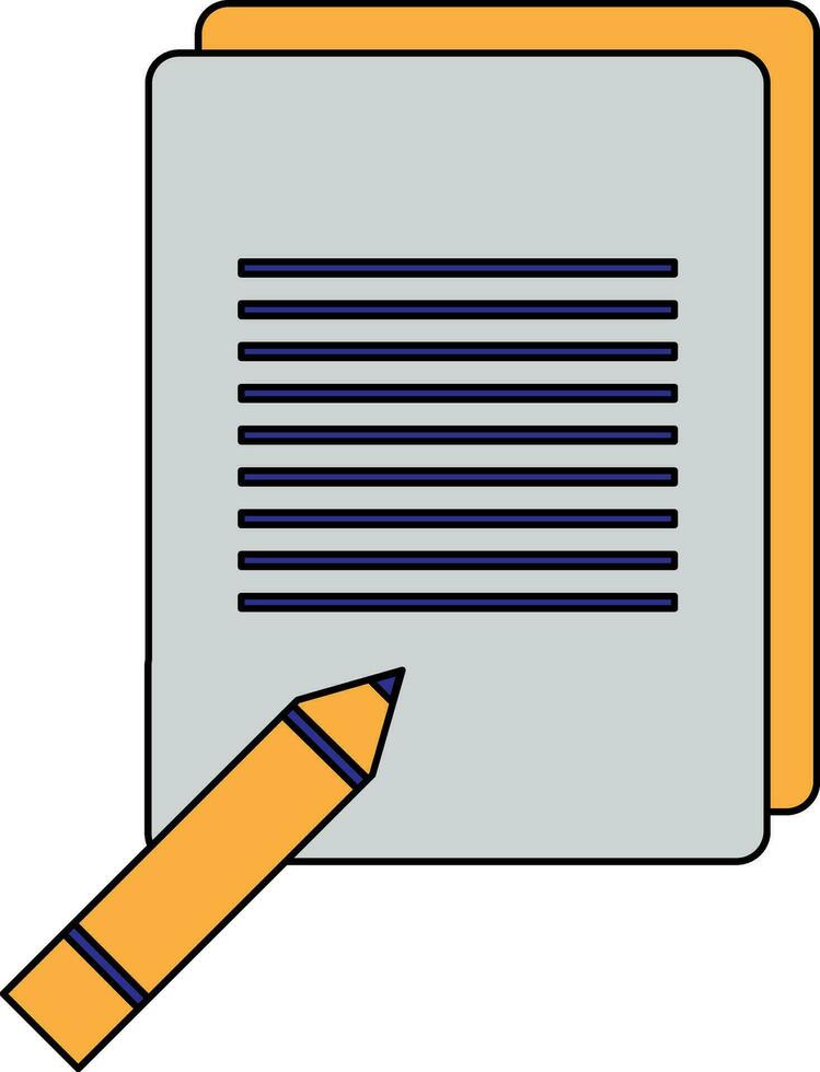 cuaderno icono con lápiz en color y carrera para escribiendo. vector