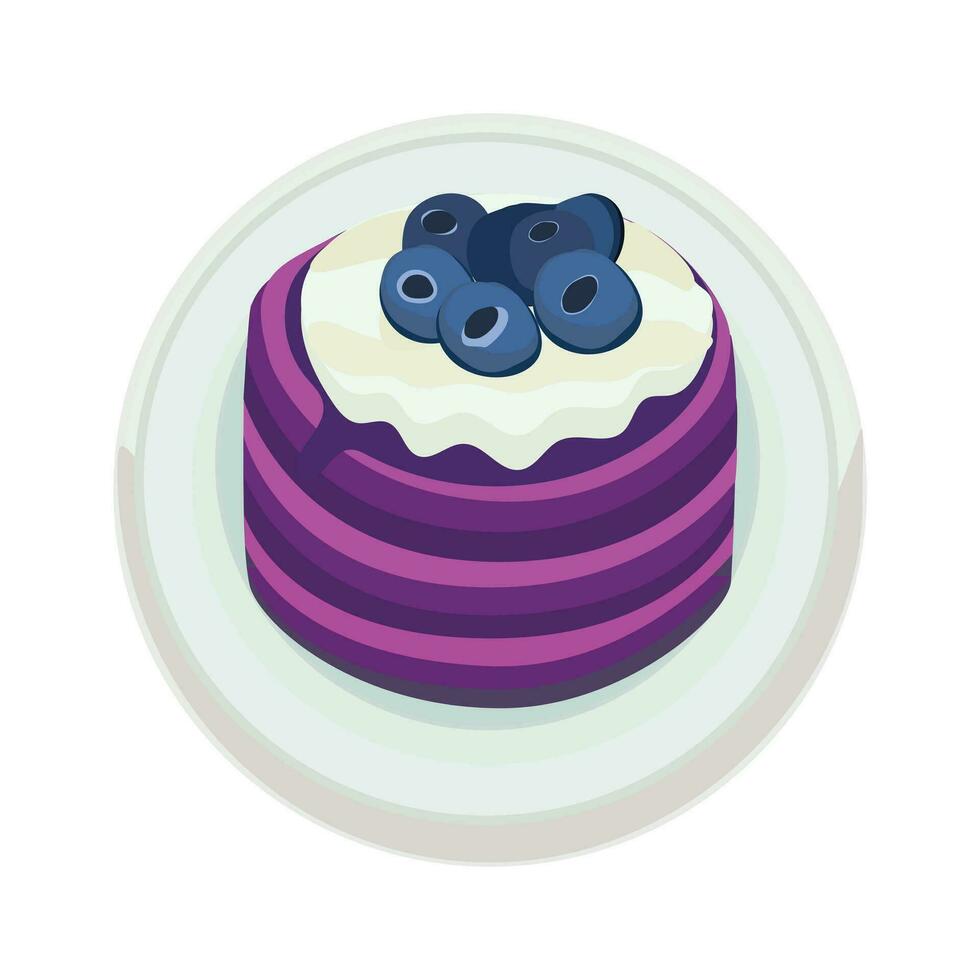 Blueberry Crepe Cake Vector Drawing using for decorating on bakery menu and graphic design. Traditional sweet American breakfast with berries, Isolated on white background. vector illustration EPS 10.