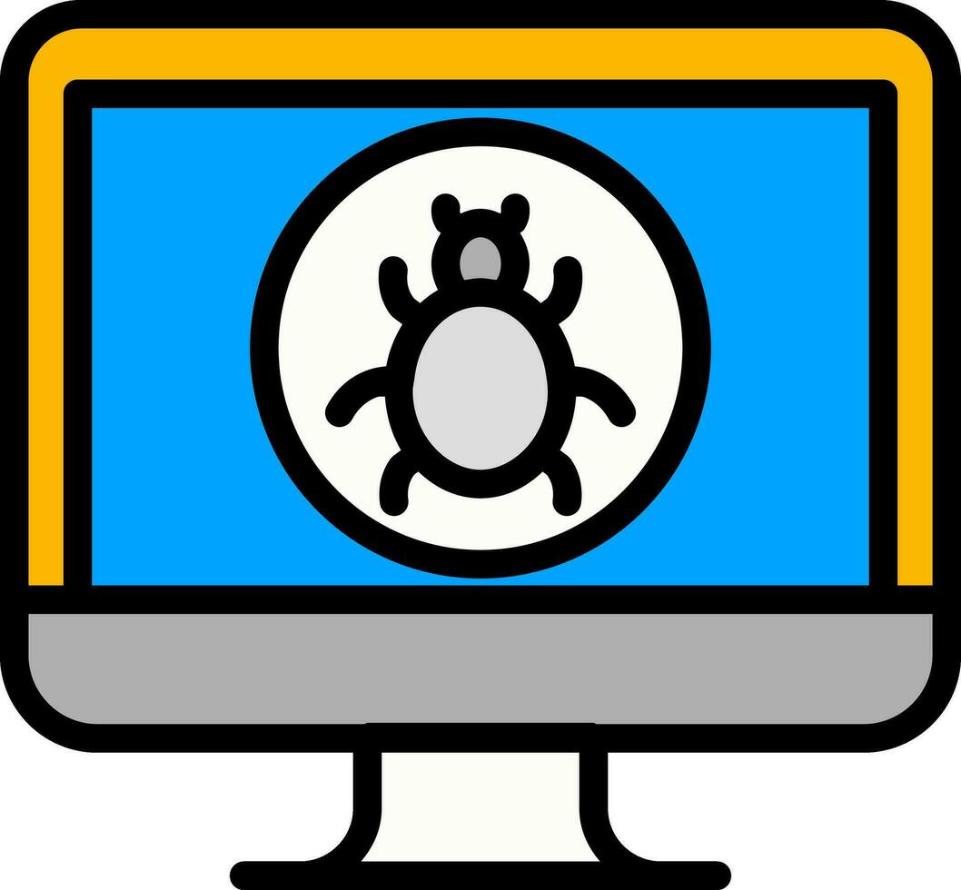 Flat style Virus in Computer Colorful icon. vector