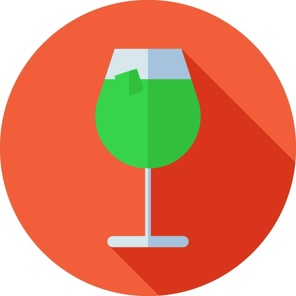 Flat style Cold drink glass icon in green color. vector