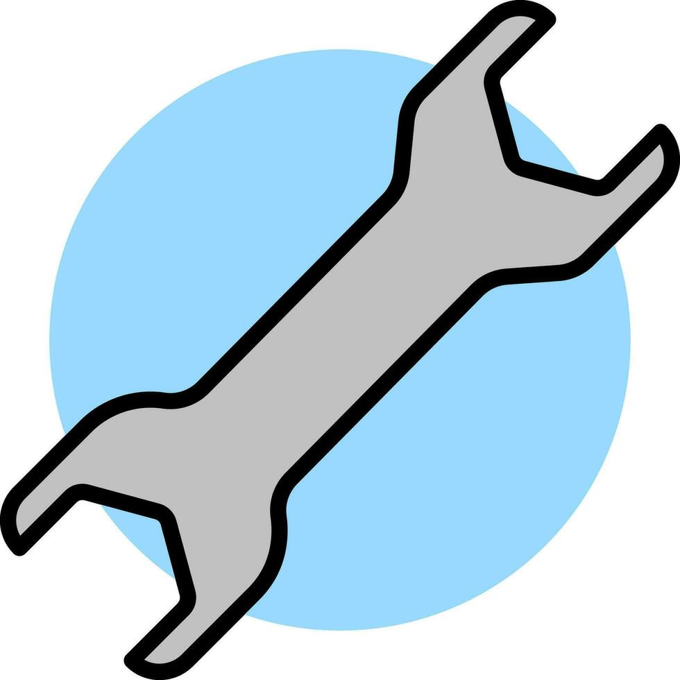 gris llave inglesa icono en azul redondo antecedentes. vector