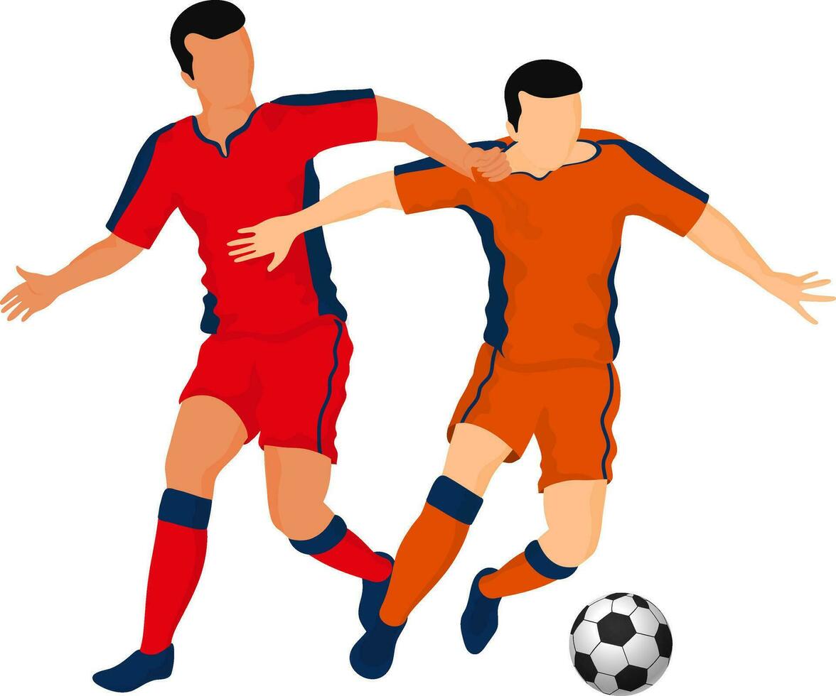 Character of football players in playing action. vector