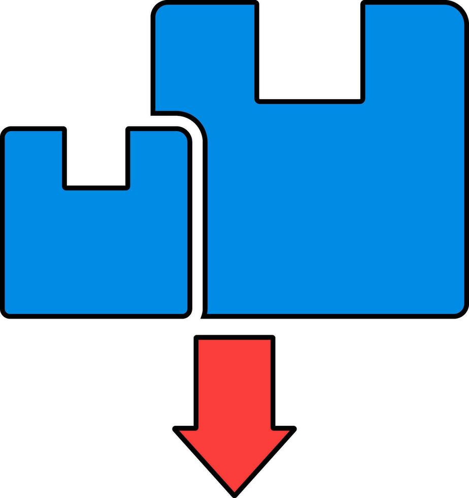 Icon of online shopping in blue and red color. vector