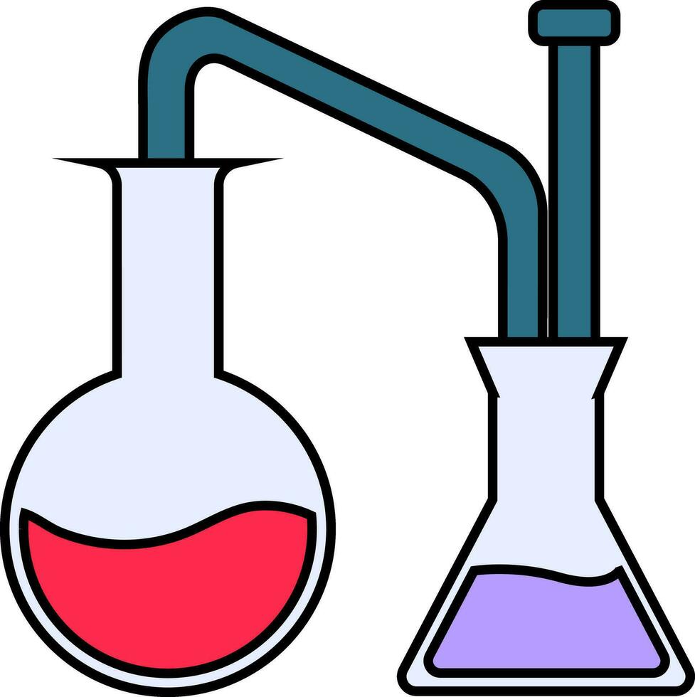 Beaker with chemical experiment tube. vector