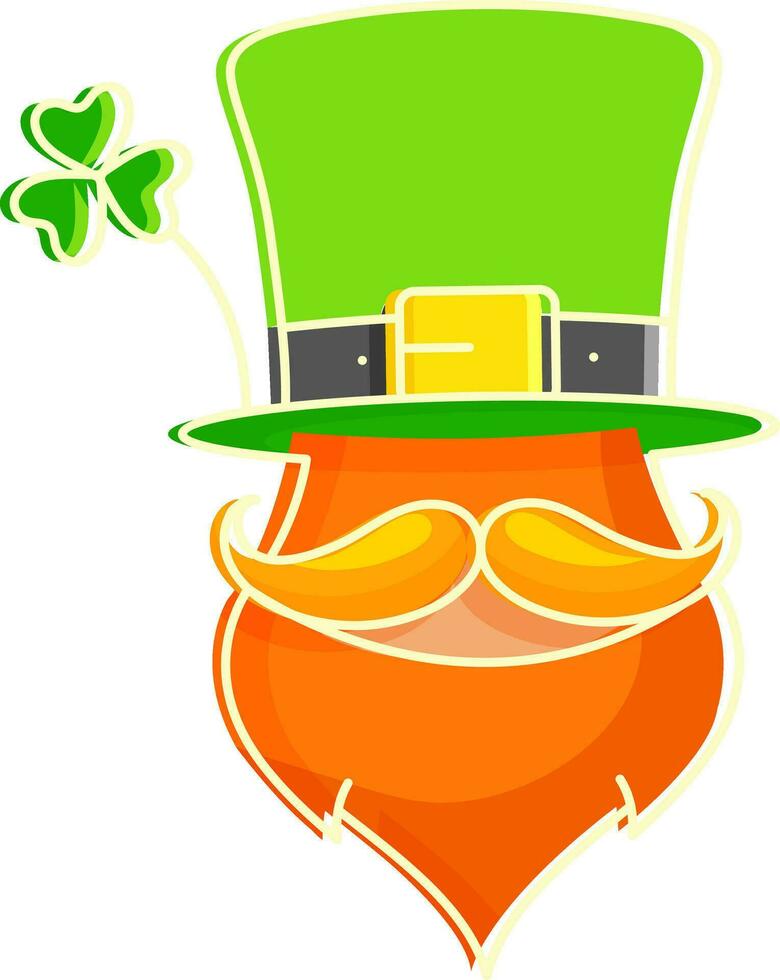 Saint Patricks Day character Leprechaun wearing green hat element. vector