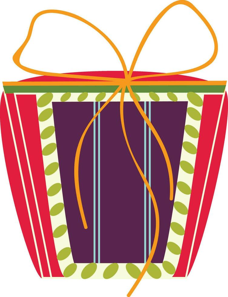 Decorated gift box with ribbon. vector