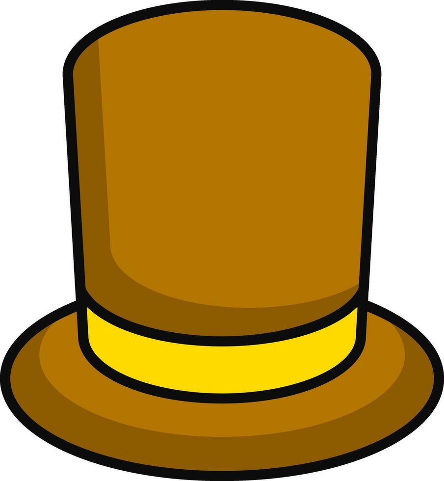 Brown Top Hat icon in flat style. vector