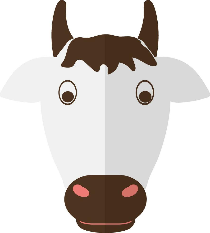 Image of cow head in isolated in half shadow. vector