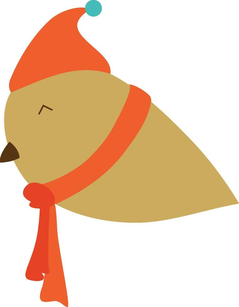 personaje de pájaro vistiendo rojo color bufanda y gorra. vector