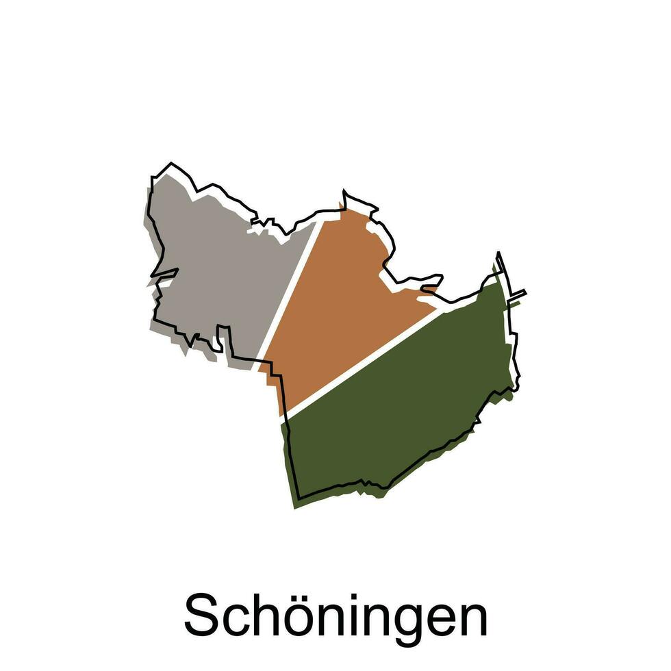 Schöningen ciudad mapa ilustración. simplificado mapa de Alemania país vector diseño modelo