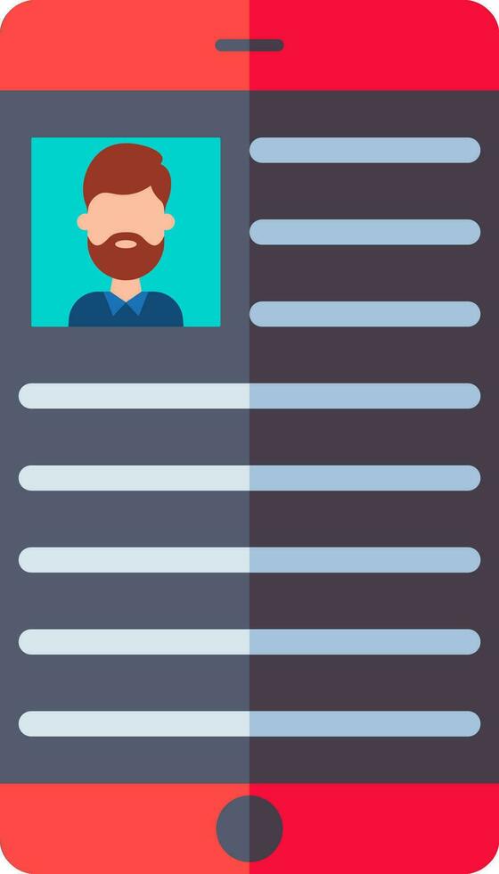 Online profile page in smartphone icon in flat style. vector