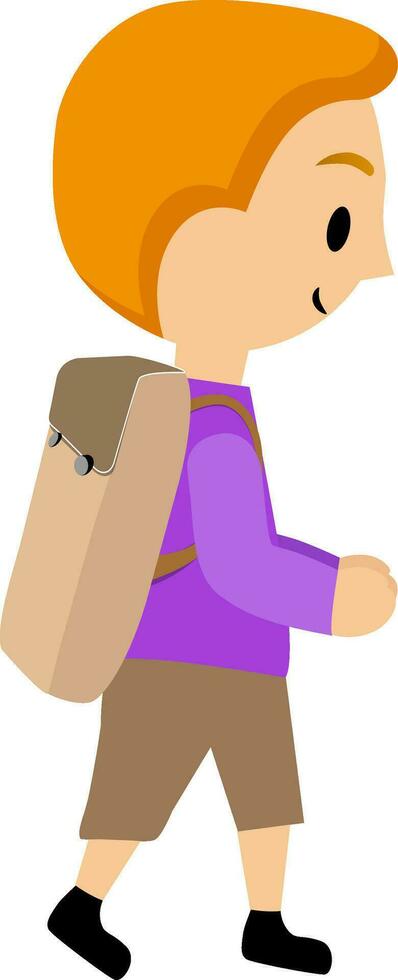 dibujos animados personaje de un chico con colegio bolsa. vector