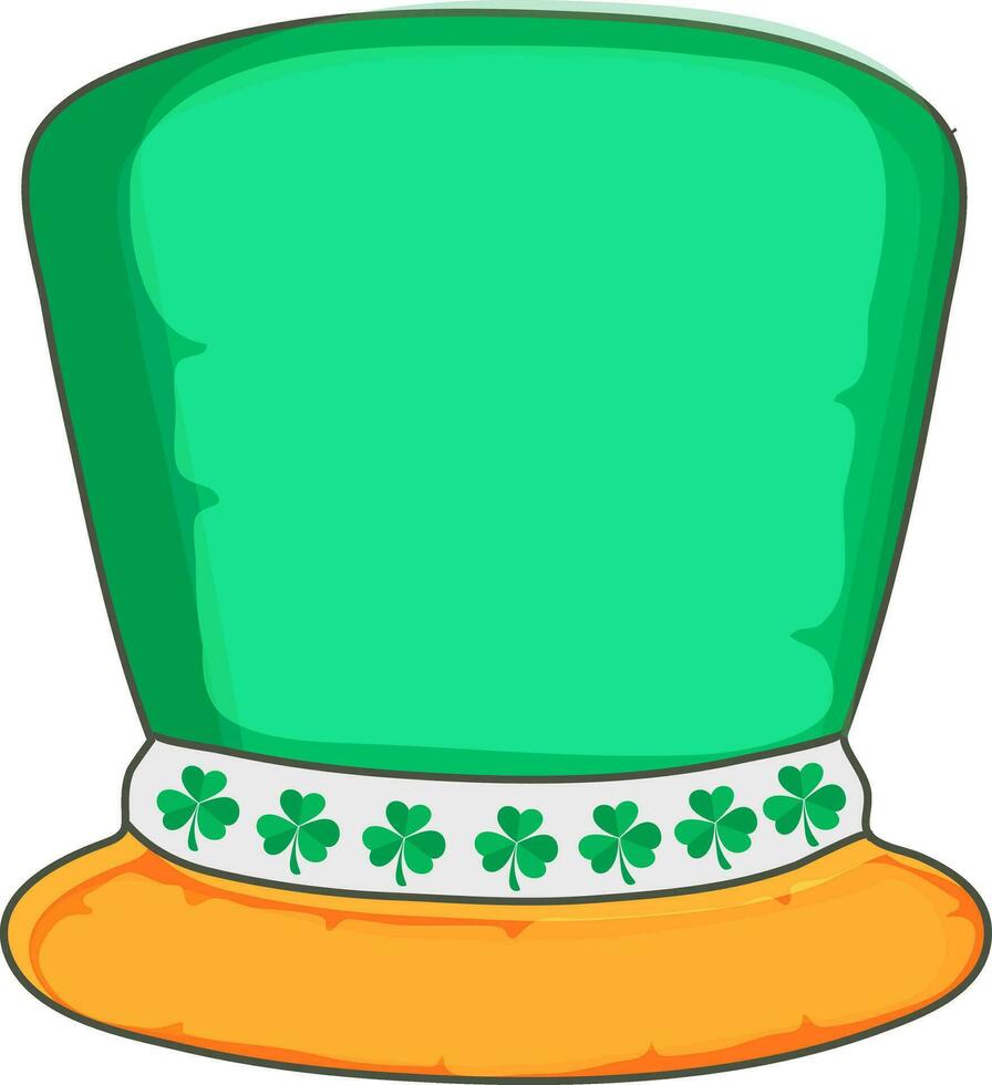 Flat illustration of leprechaun hat with shamrock leaves. vector