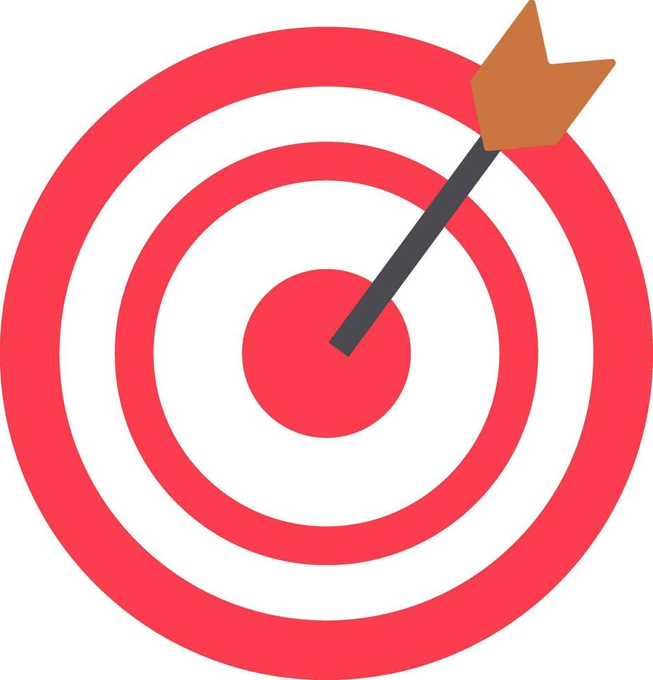 Red target arrow with bullseye icon. vector