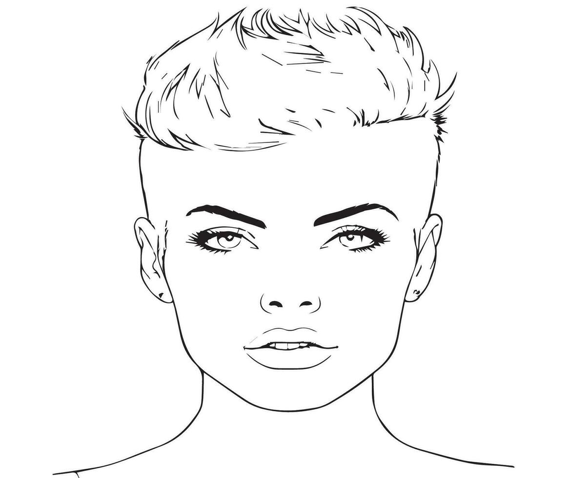 adult coloring page woman's face vector