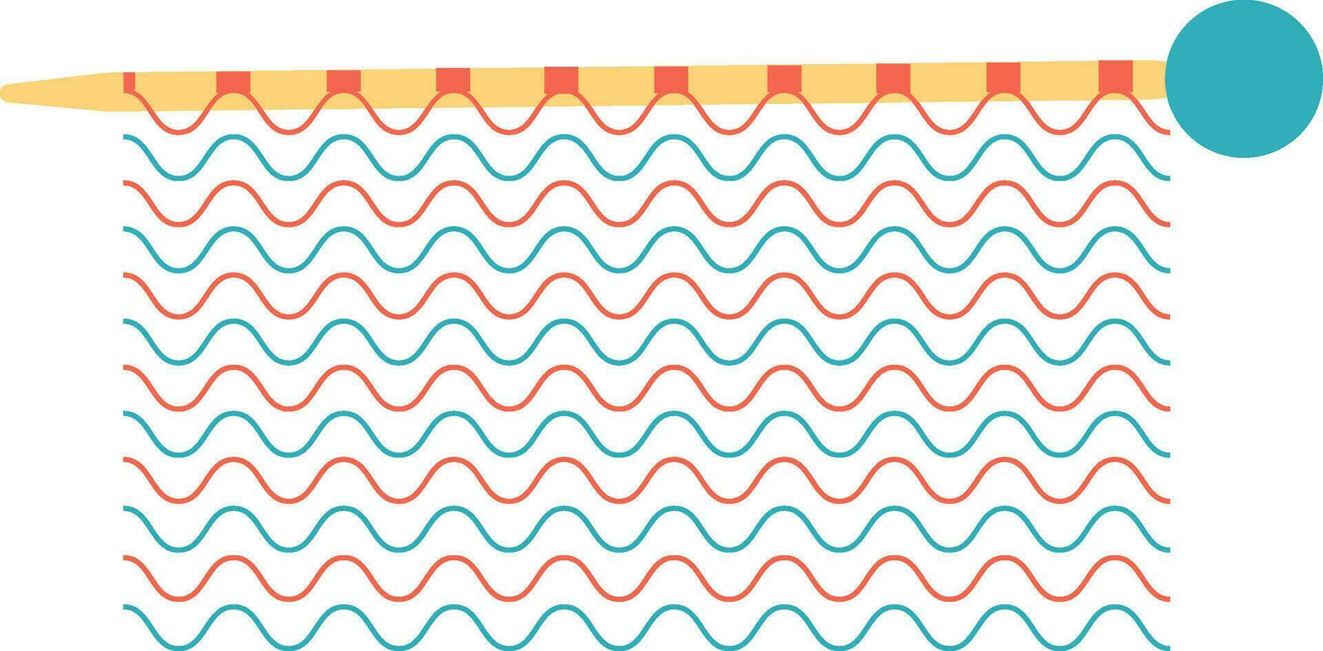 naranja y azul mano hecho zueco con amarillo tejido de punto aguja. vector