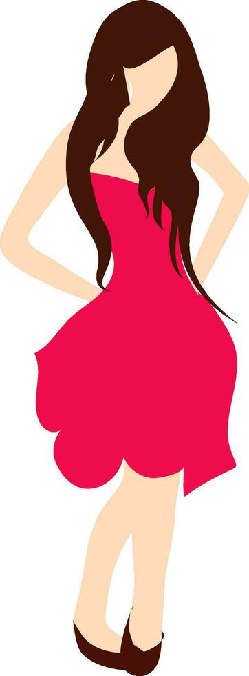 Girl in pink dress pose. vector