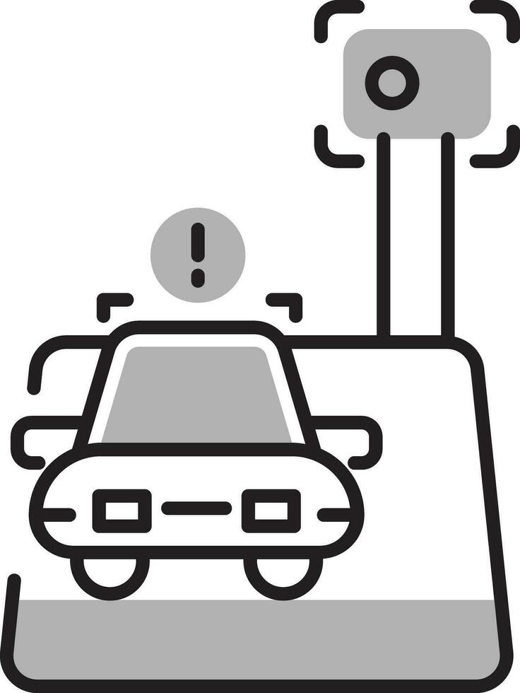 vector ilustración de auto estar en advertencia tráfico cámara icono.