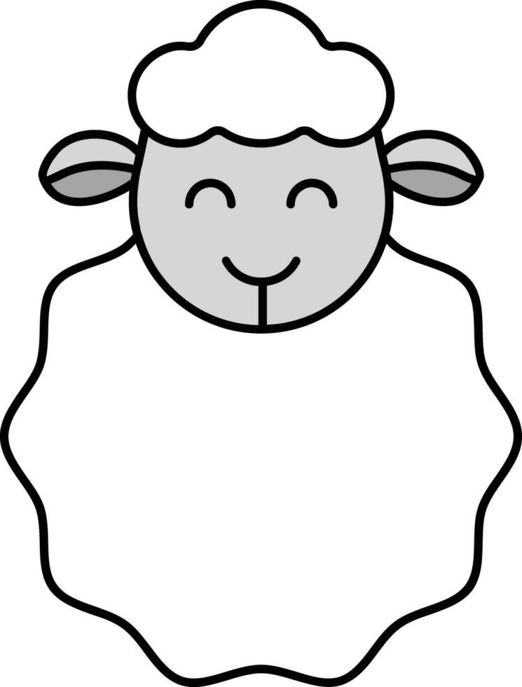 Cartoon Sheep icon in grey and white color. vector