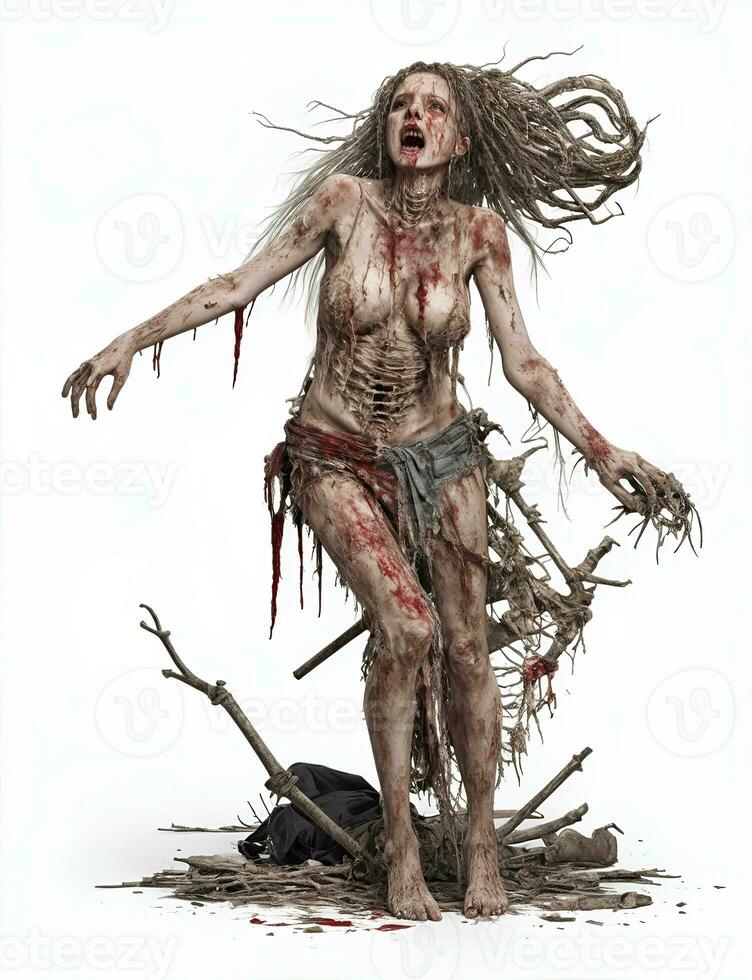 scary zombies on white background photo