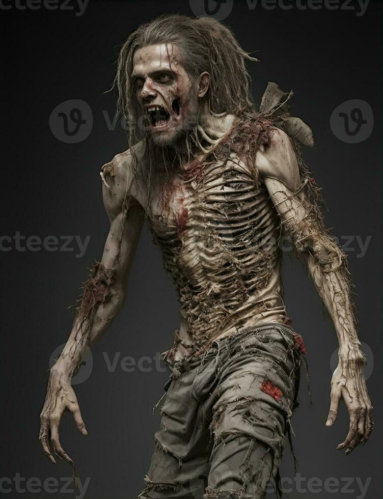 scary zombies on white background photo