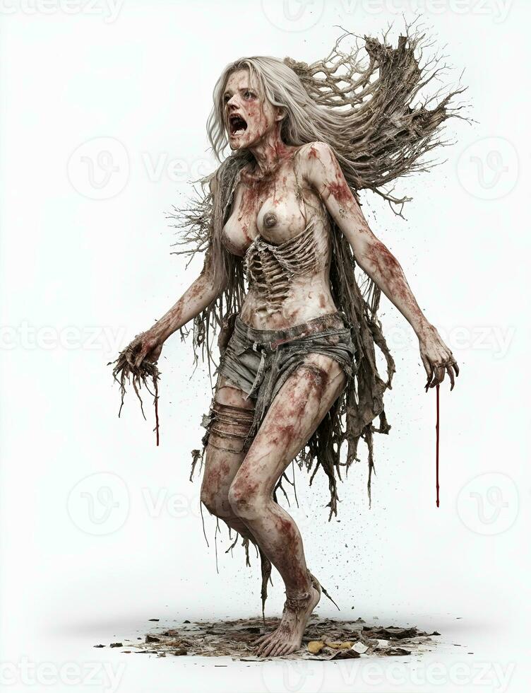 scary zombies on white background photo