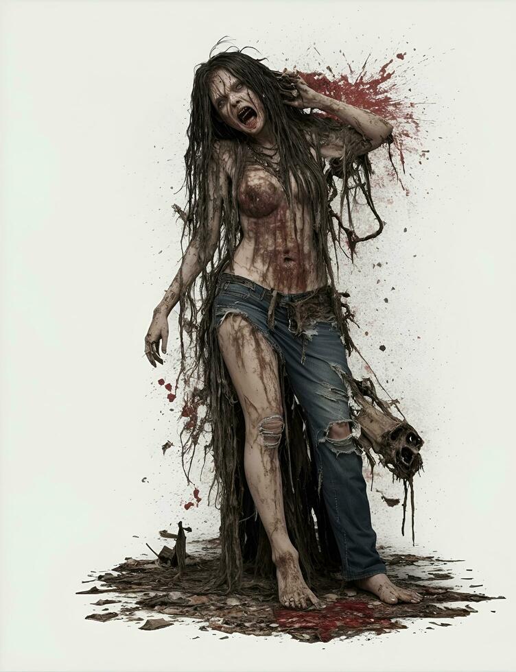 scary zombies on white background photo
