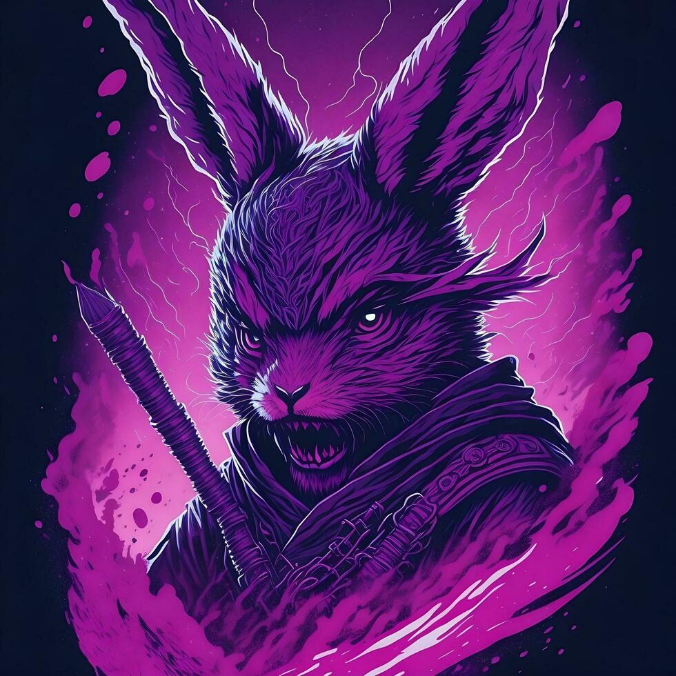 Colourful Hare animals ai generate image photo