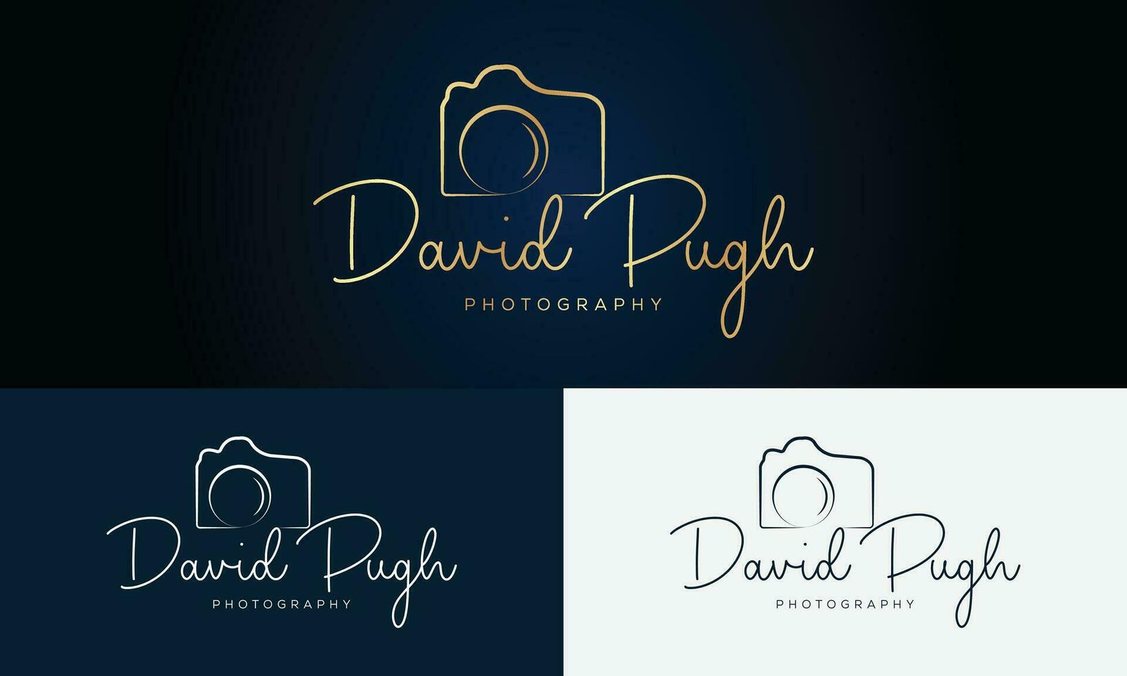 David Pugh Handwriting Photography logo template vector. signature logo concept vector