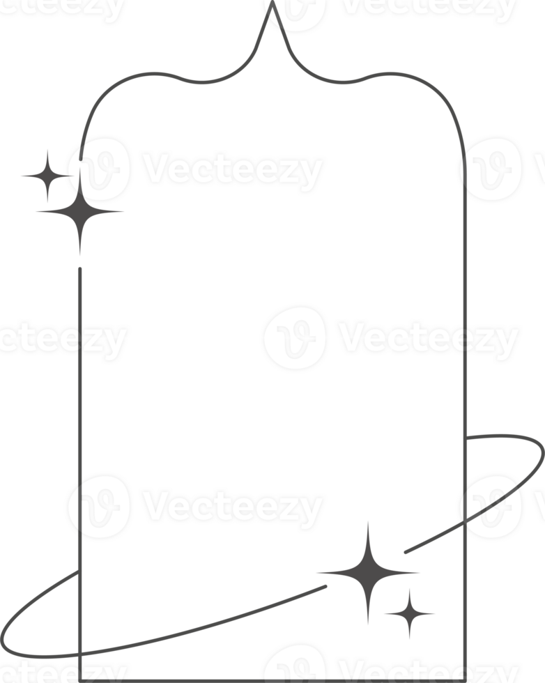 esthétique Cadre forme. contour minimal graphique élément avec étoiles. abstrait boho cambre avec scintille. branché Ramadan islamique modèle pour affiche et histoire. png