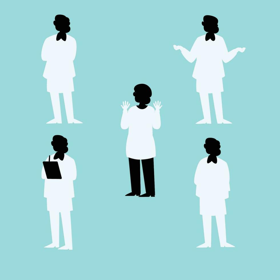 Set of doctors and nurses hospital workers silhouettes vector