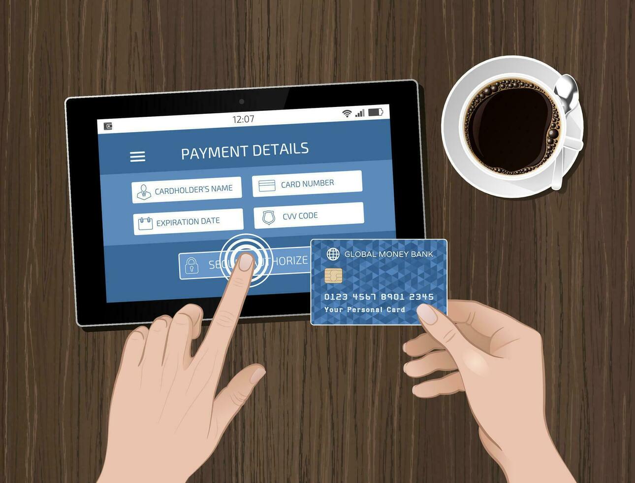 Online Mobile Payment. Illustration on the theme of Internet Banking or E-Commerce. vector