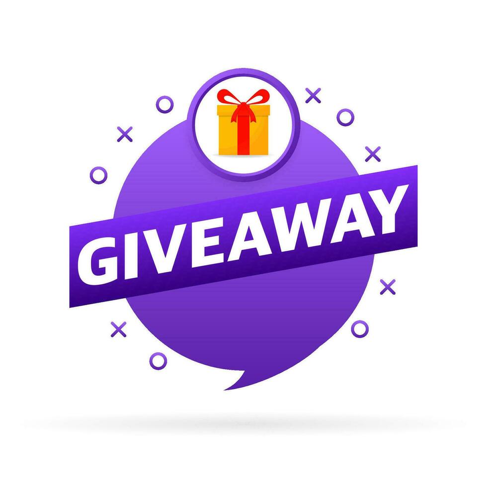 Giveaway logo template for social media post or website banner. Vector illustration