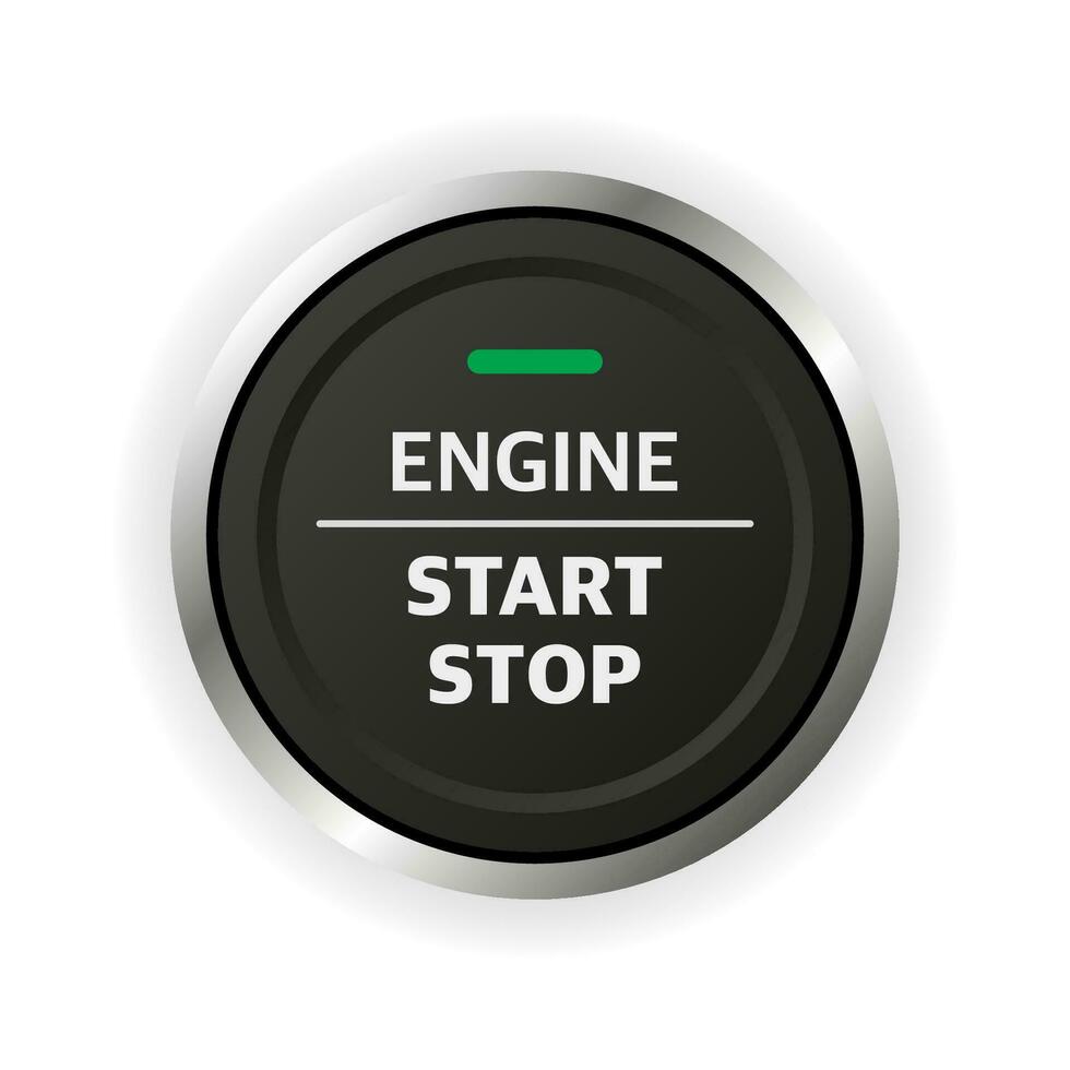 Engine start stop button. Car dashboard element. vector