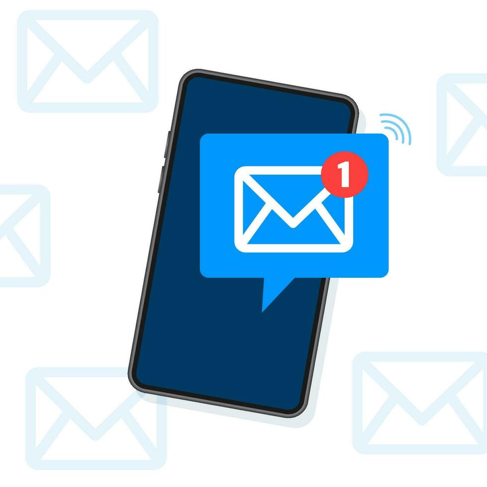 New message icon. Smartphone, mobile, laptop. New nessage in flat style. Vector illustration.