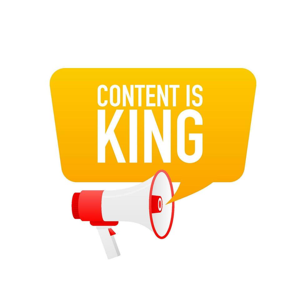 Content is king, flat icon, on a white background. Vector stock illustration.