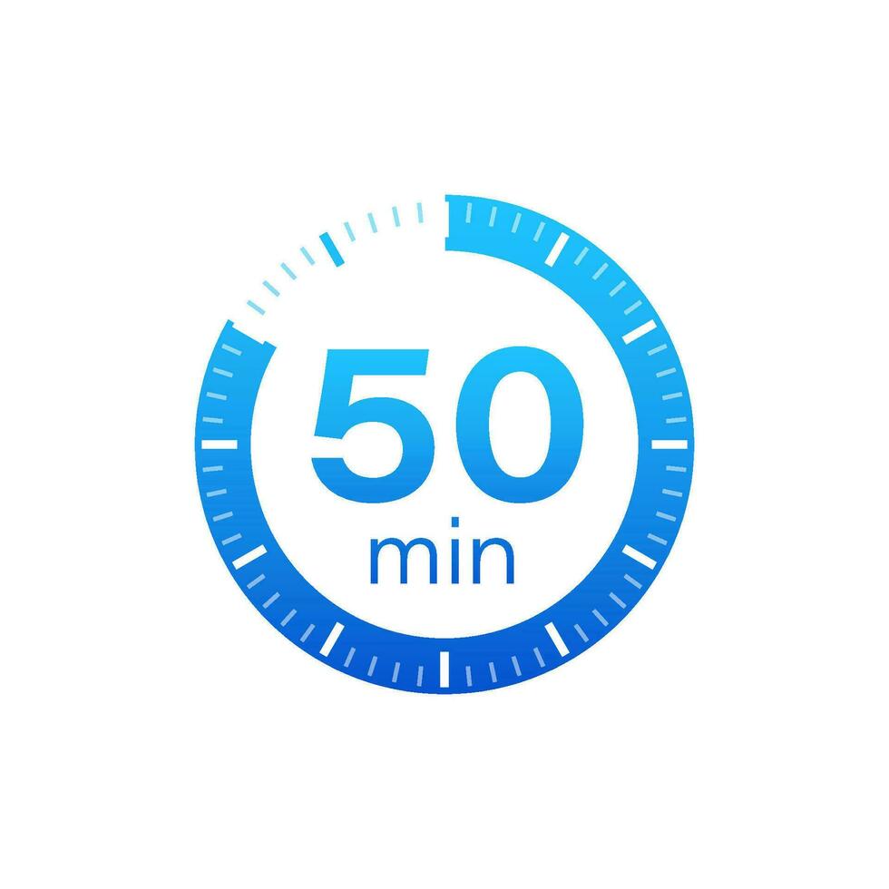 The 50 minutes, stopwatch vector icon. Stopwatch icon in flat style on a white background. Vector stock illustration.