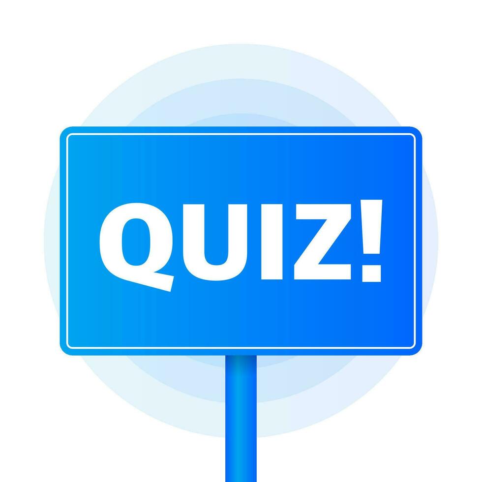 Quiz realistic blue table on white background. Vector illustration.