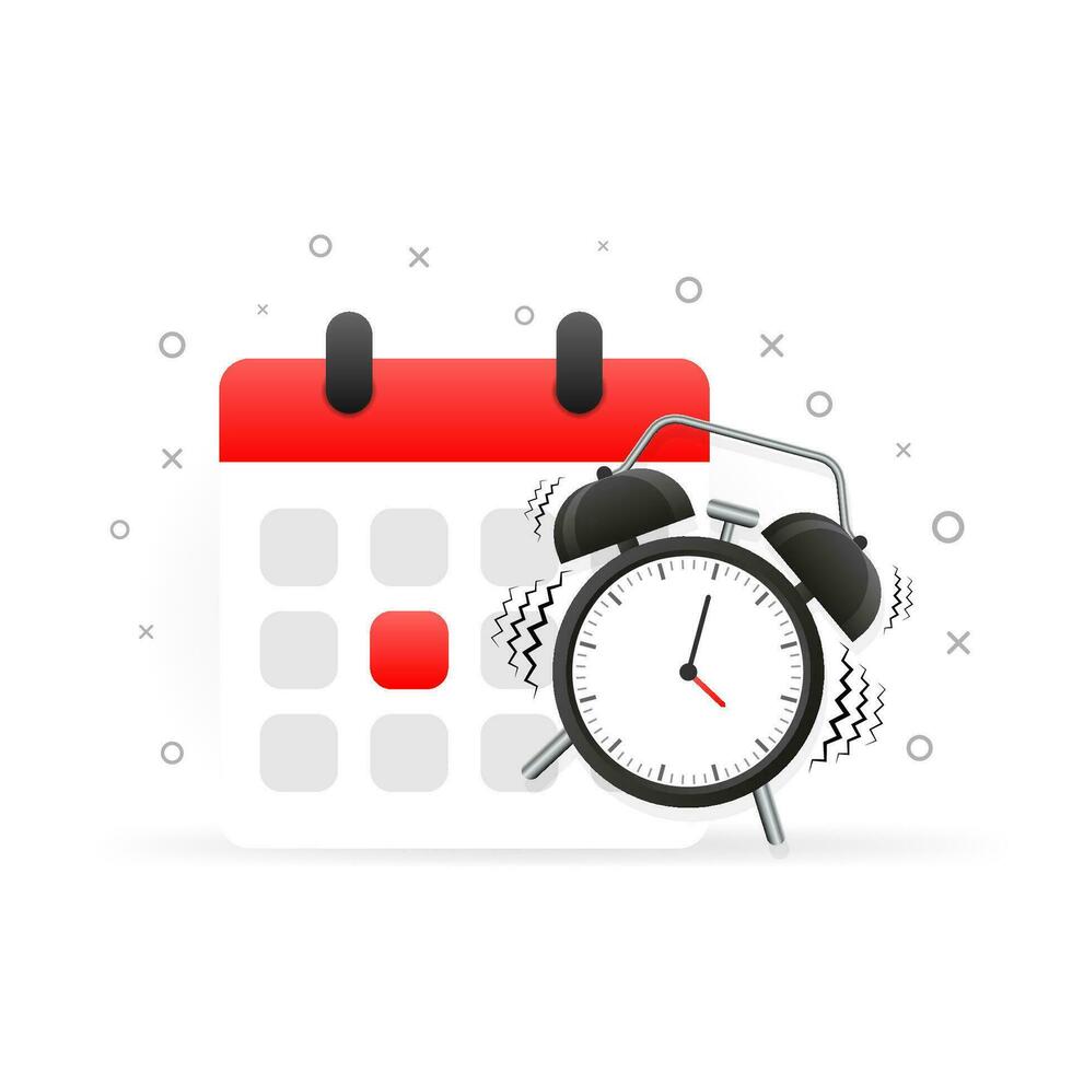 Vector calendar and alarm Icon on white background. Vector illustration