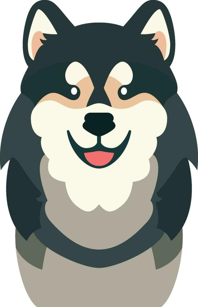 Alaskan malamute sticker, flat style vector illustration, Alaskan dog, Cute Husky dog sticker, flat style stock vector image