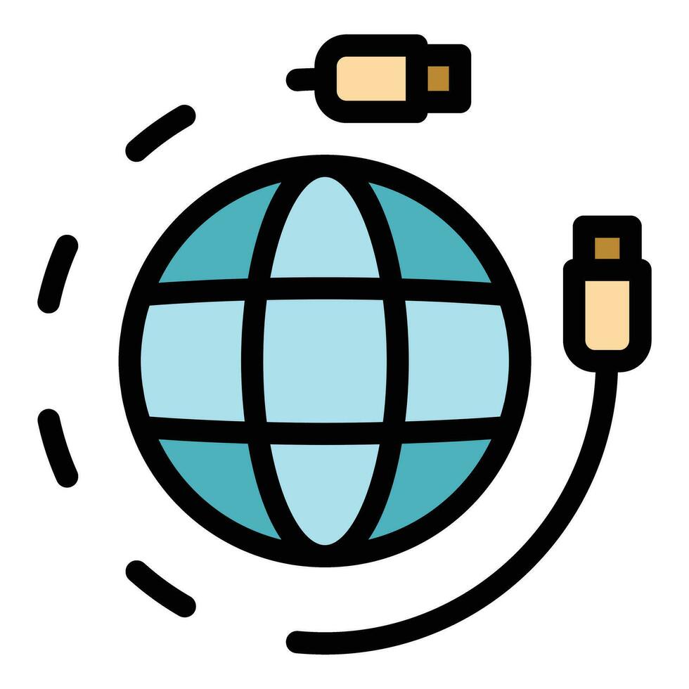 Global fiber internet icon vector flat