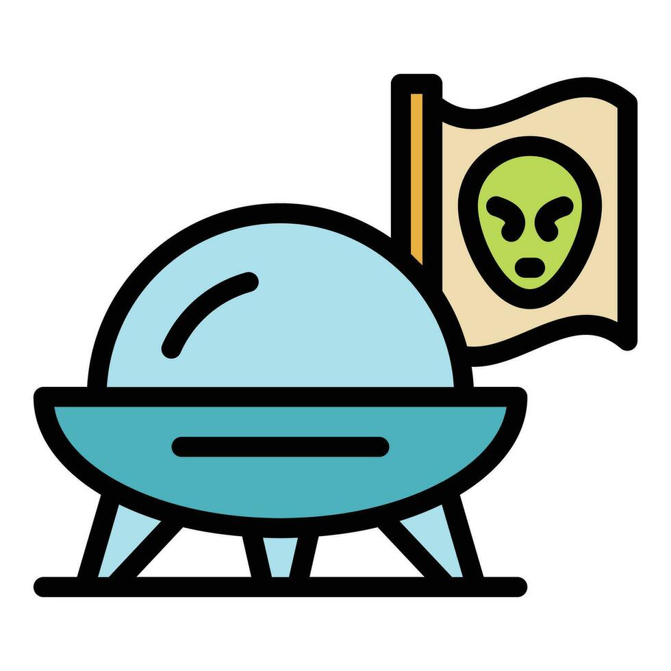 Alien spaceship icon vector flat