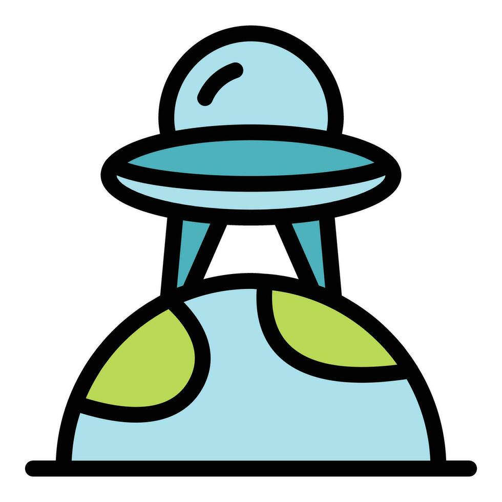 Ufo on planet icon vector flat