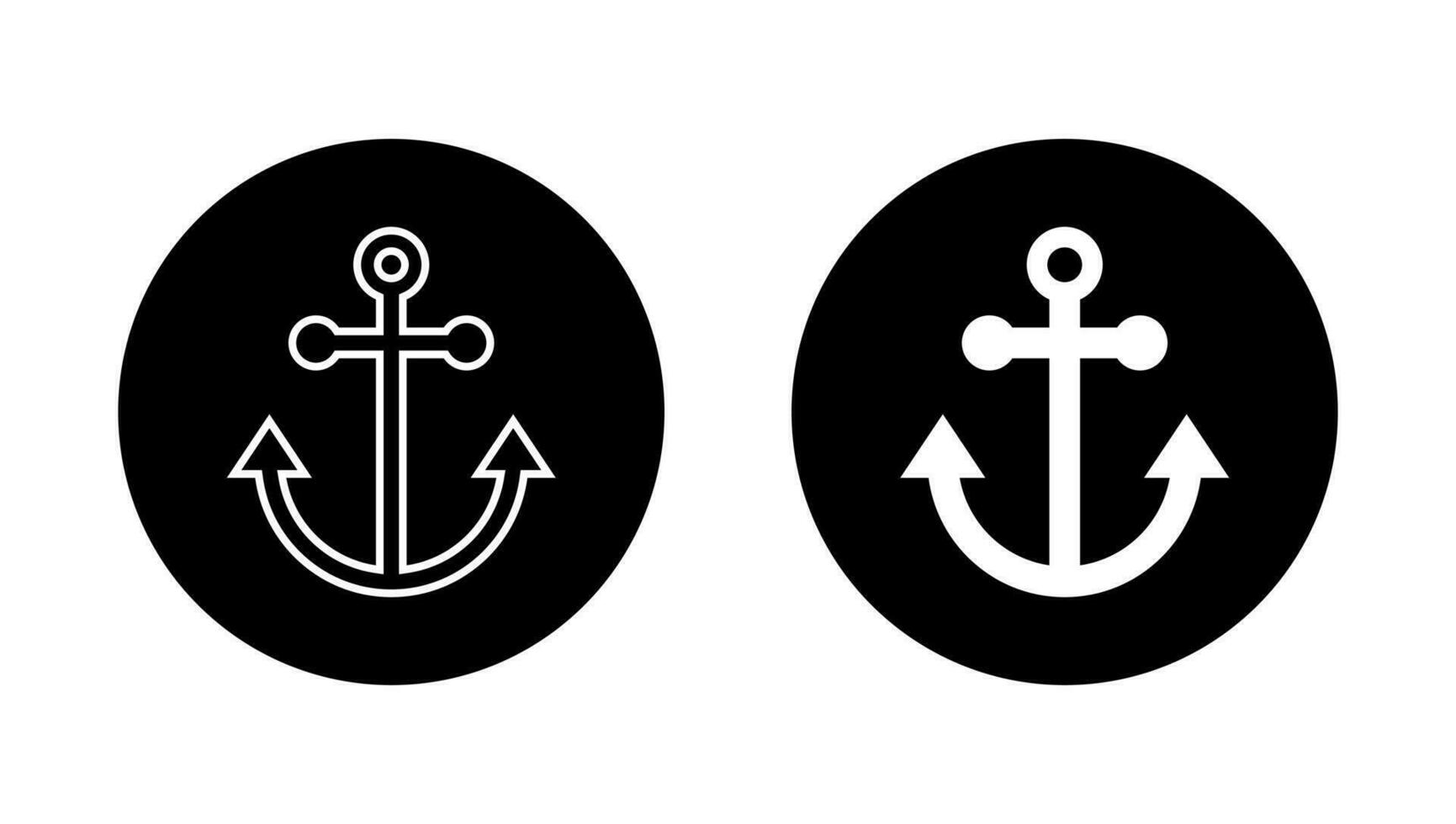 Nautical ship anchor icon vector in circle. Marine sign symbol