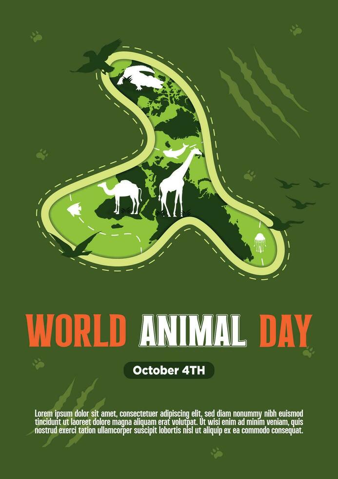 póster modelo mundo animal día con flora y fauna vector ilustración 1.9