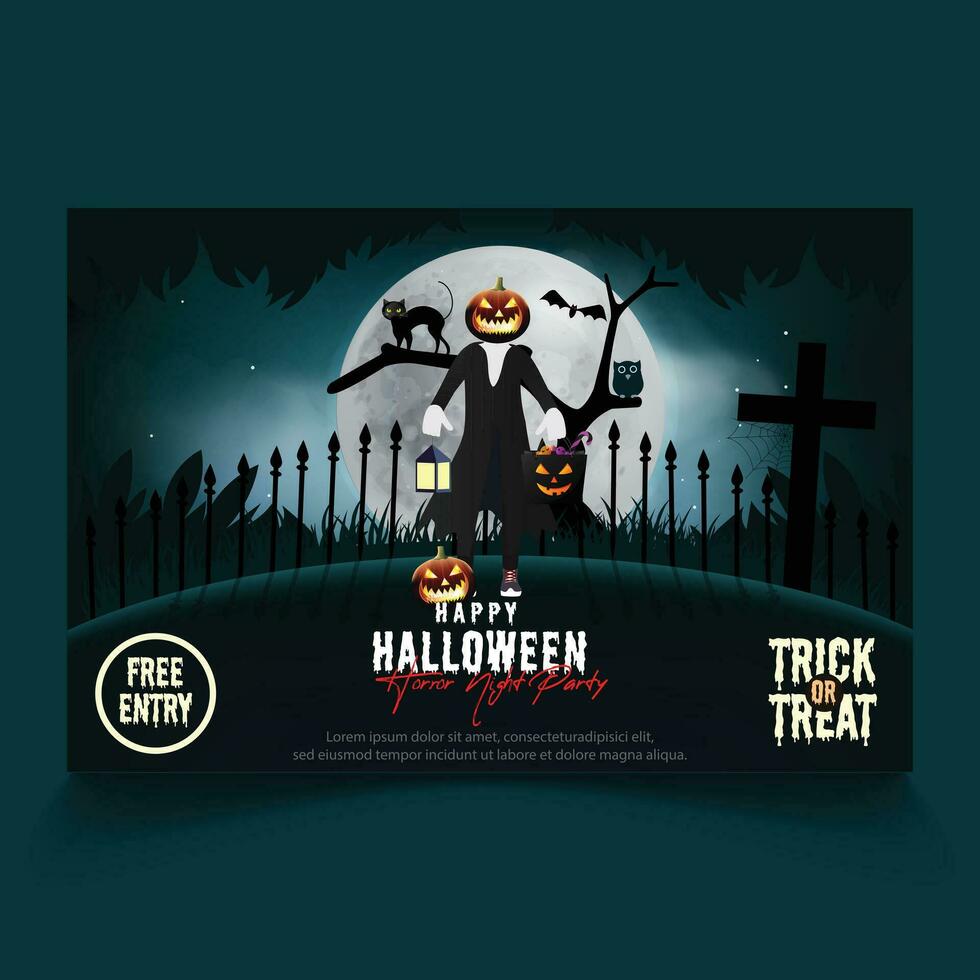 Halloween flyer template with pumpkins and jack o lanterns vector