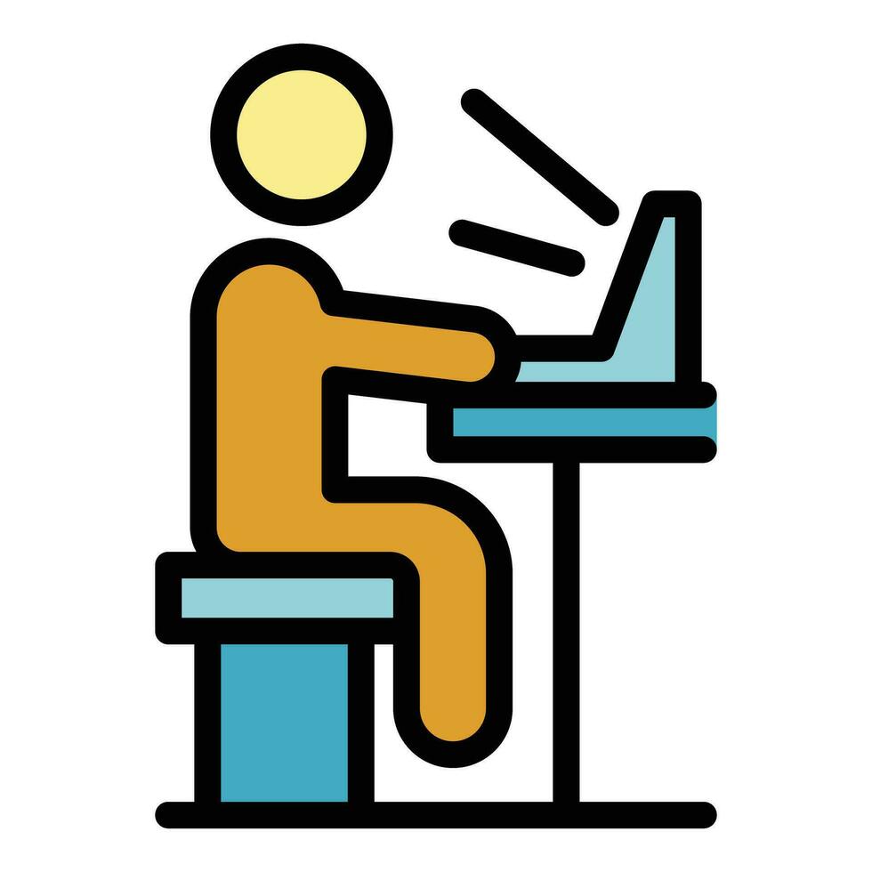 Home computer work icon vector flat